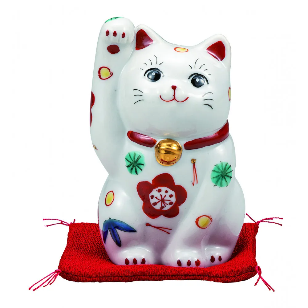 九谷焼　3.5号招き猫　松竹梅（布団付） a05