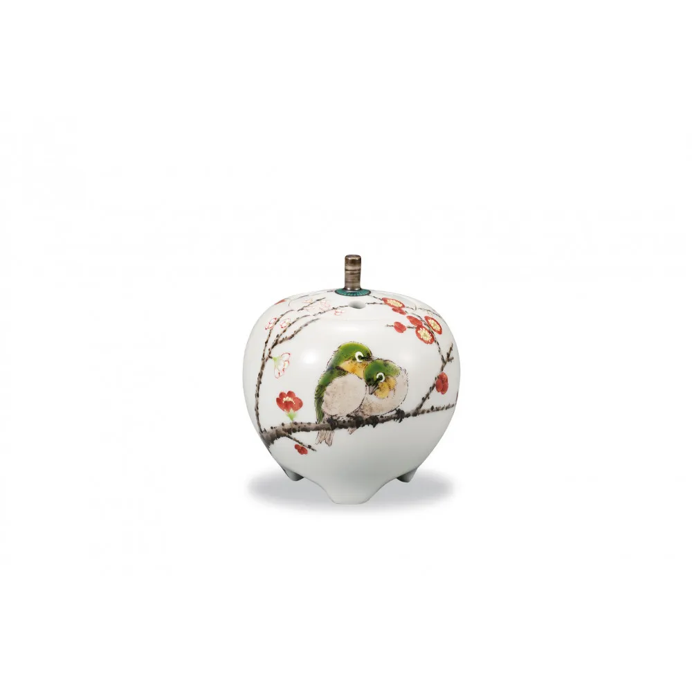 3号香炉　紅白梅に鳥　中村陶志人 民芸品 工芸品 雑貨 日用品 インテリア 香り 小物