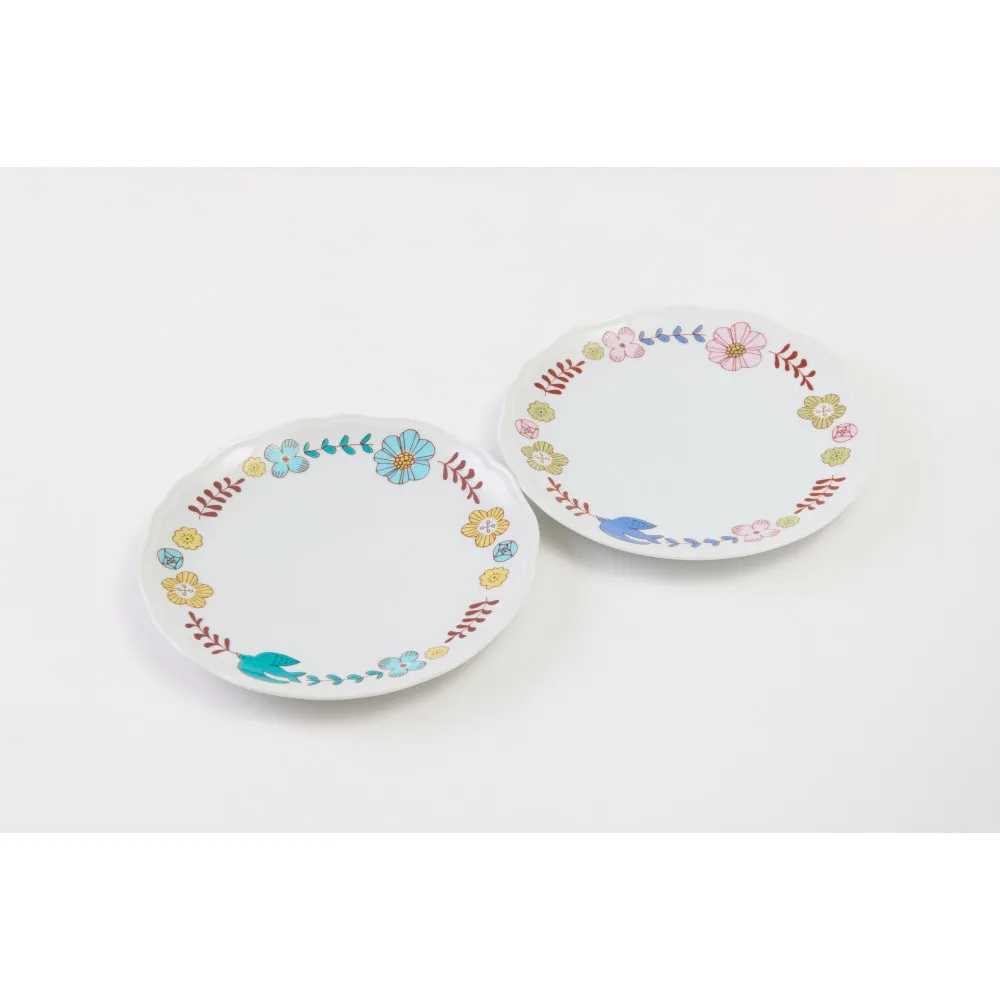 ハレクタニ 花と鳥プレート ペア