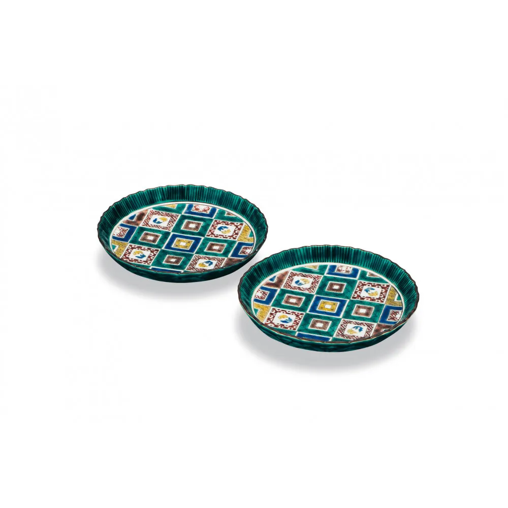 ペア5.5皿 石畳の図 民芸品 工芸品 雑貨 食器 丸皿 お皿 プレート キッチン雑貨 キッチン用品