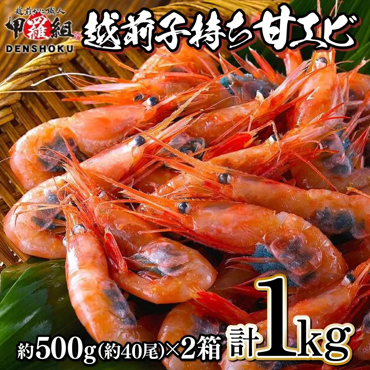 越前子持ち甘エビ 約500g(約40尾)× 2箱(計1kg) [024-a037] [敦賀市ふるさと納税]