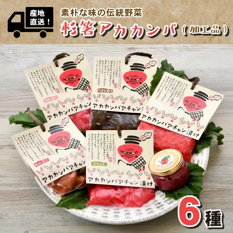 産地直送！素朴な味の伝統野菜 杉箸アカカンバ 加工品 6種【赤かぶ 加工食品】 [015-a002]【敦賀市ふるさと納税】