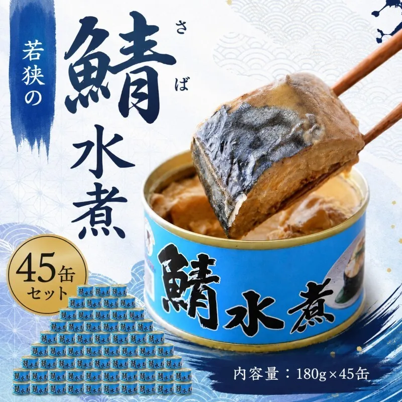 【ふるさと納税】サバ缶 水煮 45缶セット 大容量 若狭の鯖缶 さば缶 鯖缶 サバ 鯖 缶詰 水煮缶 常温保存 備蓄 まとめ買い おかず 惣菜 ごはんのお供 福井 福井県　若狭町