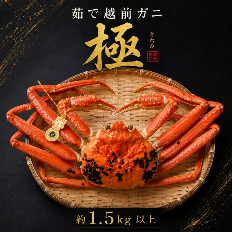 茹で越前ガニ 極！【期間限定】食通もうなる本場の味をぜひ、ご堪能ください。約1.5kg以上（極）越前がに 越前かに 越前カニ カニ ボイルガニ ずわい蟹 ずわいガニ ズワイガニ 蟹