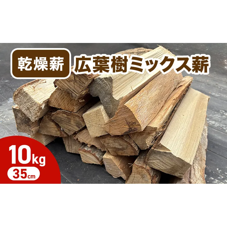 乾燥薪 広葉樹ミックス薪10kg 35cm 中割り キャンプ・焚き火・アウトドア 福井県 若狭町