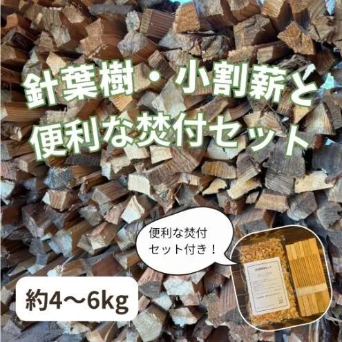 針葉樹　小割薪と焚付セット　キャンプにおすすめ 焚火 セット アウトドア