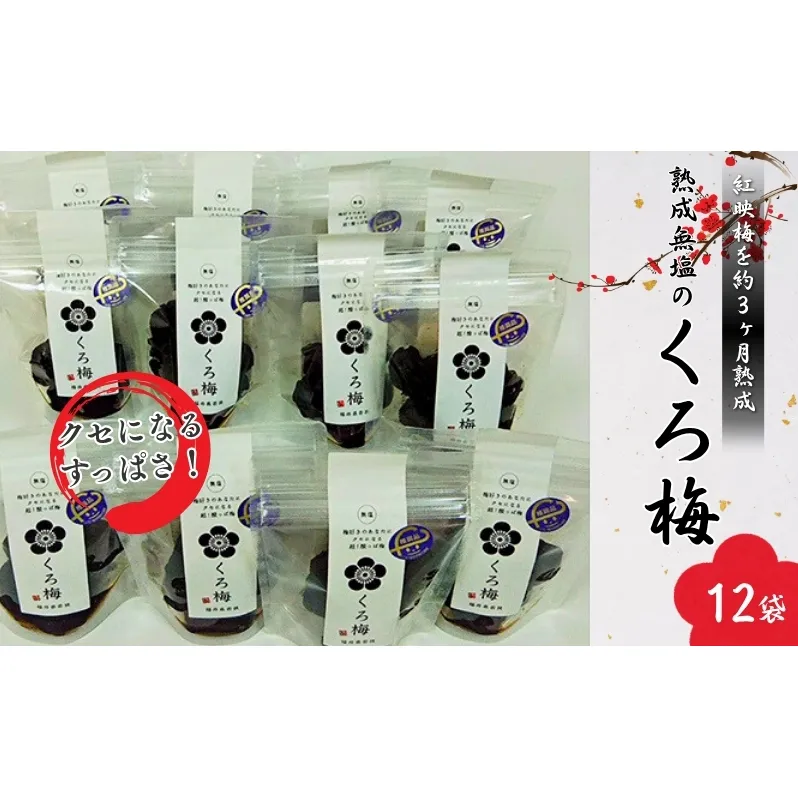 とてもすっぱい 熟成無塩の「くろ梅」　12袋セット　紅映梅を使用 梅干し