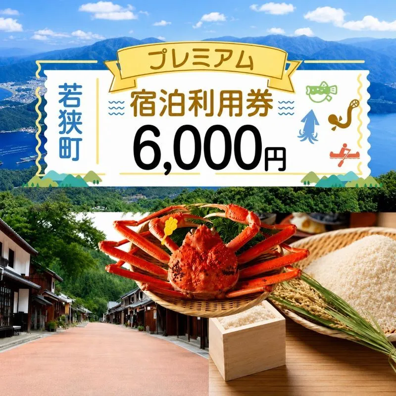 旅行 若狭町 プレミアム宿泊利用券 6000円分 1枚 宿泊補助券 福井県 福井 チケット 宿泊券 旅行券 宿泊 旅館 ホテル 6千円 福井県若狭町