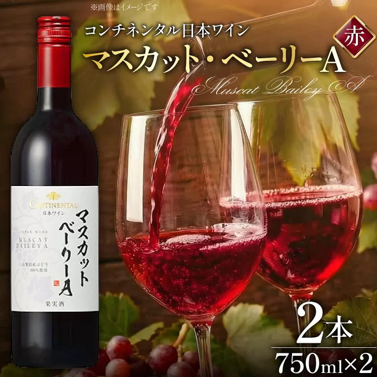 ワイン 赤 コンチネンタル マスカット・ベーリーA 750ml×2本 [サン.フーズ 山梨県 韮崎市 20743138] 赤ワイン 日本ワイン お酒 アルコール