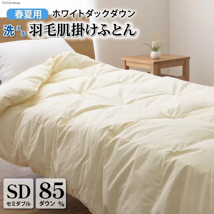 【春夏用】洗える！ 羽毛 肌掛け布団 セミダブル ホワイトダックダウン 85% 0.5kg (無地 アイボリー) [川村羽毛 山梨県 韮崎市 20743632] 布羽毛布団 布団 ふとん 羽毛 肌掛け 掛け布団 寝具 夏用 日本製 国産 抗菌防臭 無地