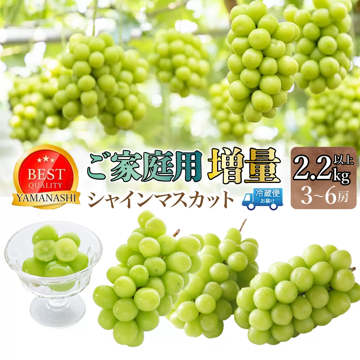 【2026年発送★先行予約】ご家庭用シャインマスカット2.2ｋｇ以上（3～6房） 111-021-26y