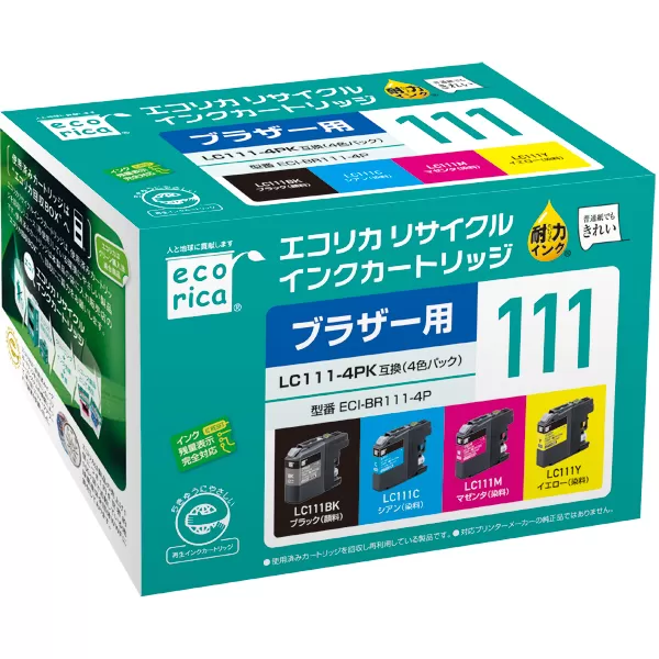 エコリカ[ブラザー用] LC111-4PK互換リサイクルインク 4色パック(型番:ECI-BR111-4P)エコリカ[ブラザー用] LC111-4PK互換リサイクルインク 4色パック(型番:ECI-BR111-4P) brother リサイクル インク 互換インク カートリッジ インクカートリッジ カラー オフィス用品 プリンター インク 山梨県 富士川町