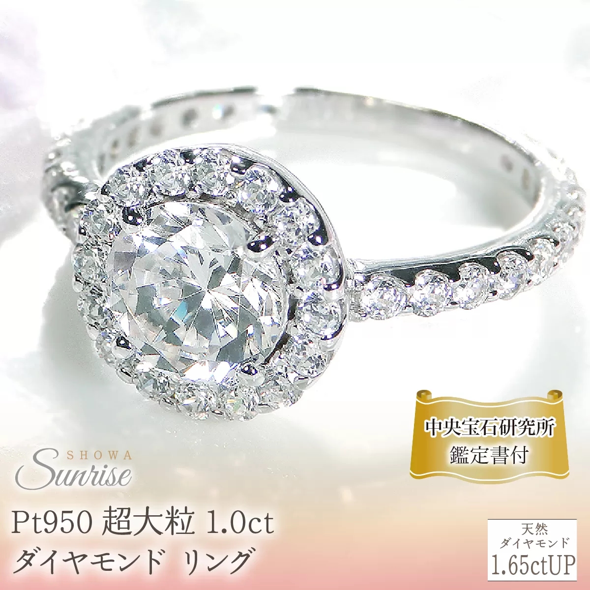 pt950 超大粒 1.0ct ダイヤモンド リング【1.65ctUP】  /【中央宝石研究所鑑定書付】 CSR0237-pt SWAV077
