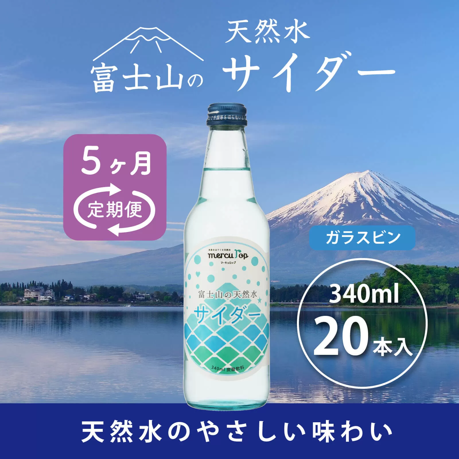 【５か月連続】 富士山の天然水サイダー（340ml瓶×20本）＜毎月お届けコース＞ FBB017