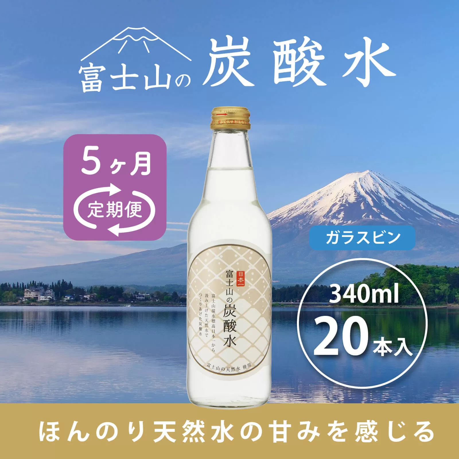 【５か月連続】富士山の炭酸水（340ml瓶×20本）＜毎月お届けコース＞ FBB020