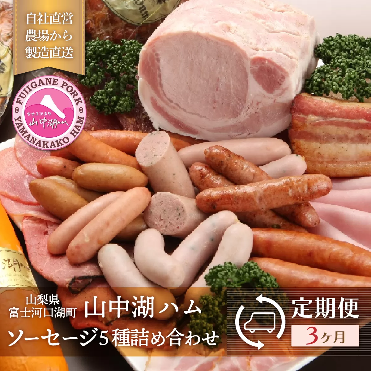 【定期便】山中湖ハム自家製ソーセージ5種類の詰合せ（3ヵ月連続発送） FAB029