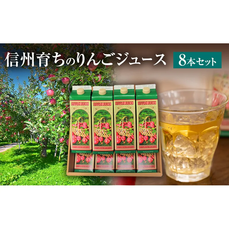 信州育ちのりんごジュース 8本詰 果実飲料 飲料類 飲み物 フルーツジュース アップルジュース 長野市産りんご りんご100％ ストレートジュース コク 