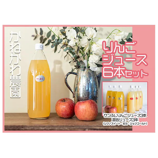 りんごジュース6本セット 飲料 果汁飲料 フルーツジュース 飲み物 ドリンク 100％りんごジュース サンふじ シナノスイート 北斗 ジョナゴールド ブレンド 