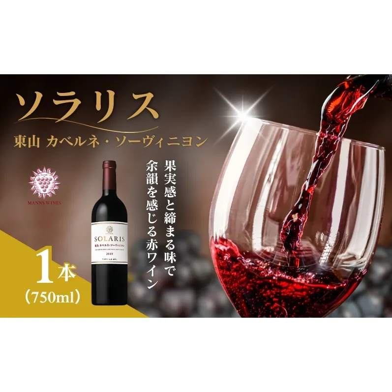 ソラリス 東山カベルネ・ソーヴィニヨン 750ml×1本 赤ワイン お酒 ぶどう酒 晩酌 おうちディナー 飲み物 家飲み 宅飲み スパイス ロースト香 果実味 酸味 タンニン