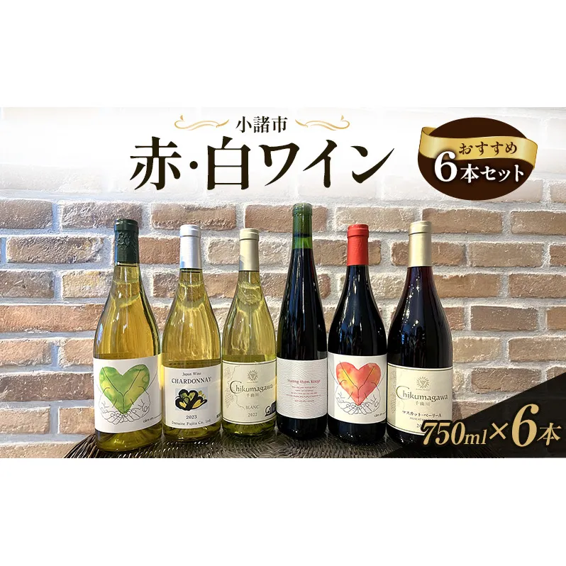 信州小諸産 赤・白ワイン おすすめ6本セット　小諸市ワイン 飲み比べ お酒 ミネラル感 果実味 酸 甘い香り 柔らかなタンニン フレッシュ 家飲み 晩酌