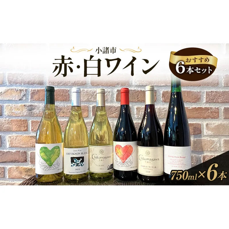 信州小諸産 赤・白ワイン おすすめ6本セット　小諸市ワイン 飲み比べ お酒 ミネラル感 果実味 酸 甘い香り 柔らかなタンニン フレッシュ 家飲み 晩酌