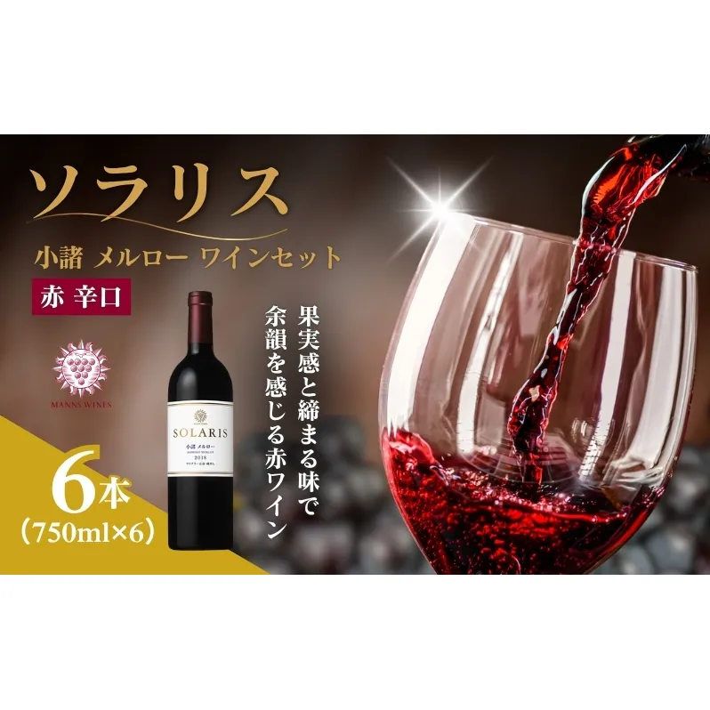日本ワイン ソラリス 小諸 メルロー ワインセット 750ml×6本 赤ワイン マンズワイン 酒 お酒 洋酒 果実酒 ぶどう酒 長野 長野県 小諸市