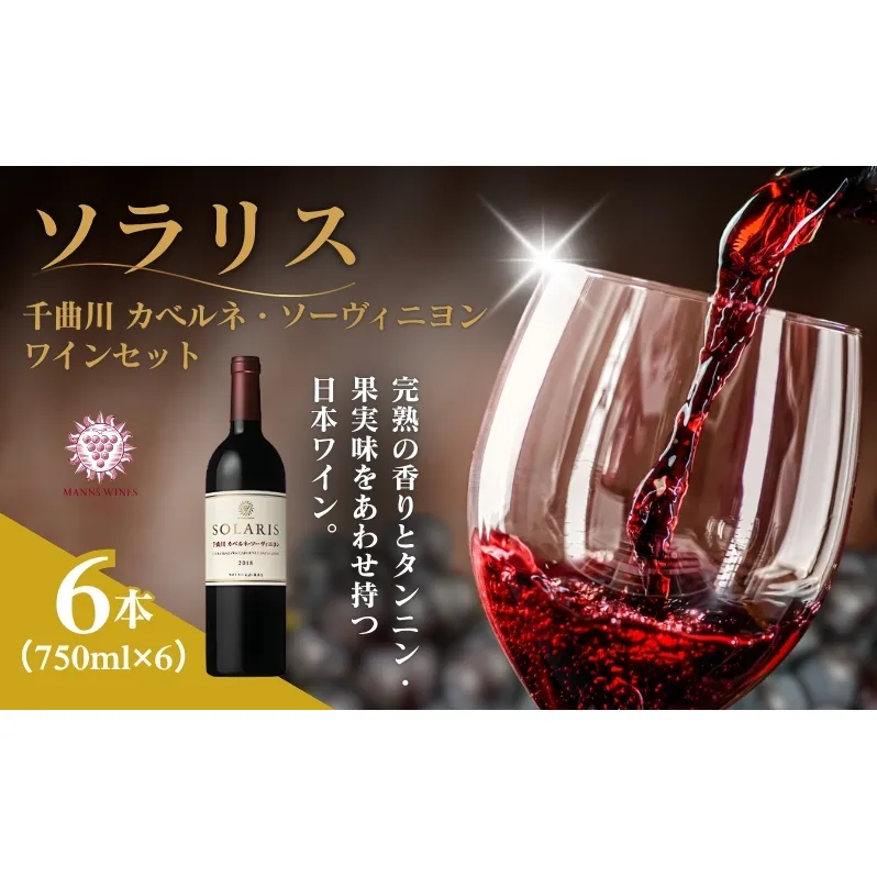 ソラリス 千曲川 カベルネ・ソーヴィニヨン  ワインセット 750ml×6本 赤ワイン お酒 ぶどう酒 タンニン 完熟した香り 果実味 スパイシー 晩酌 おうちディナー 飲み物 家飲み 宅飲み