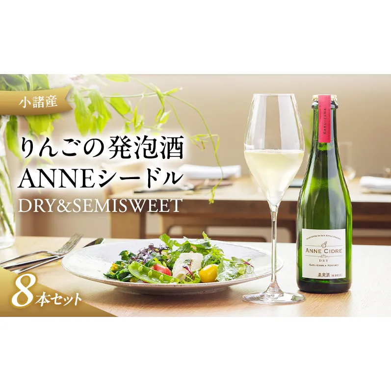 小諸産 りんごの発泡酒 ANNEシードル（DRY＆SEMISWEET） 8本セット ワイン お酒 家飲み