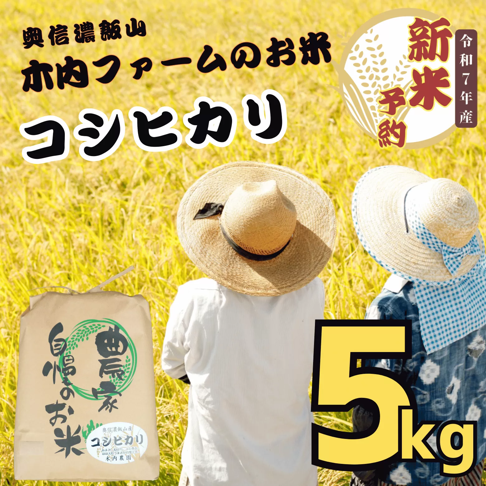 【先行予約】<令和７年産> 奥信濃飯山～木内ファームのお米～ コシヒカリ 精米 5㎏ (7-8A)