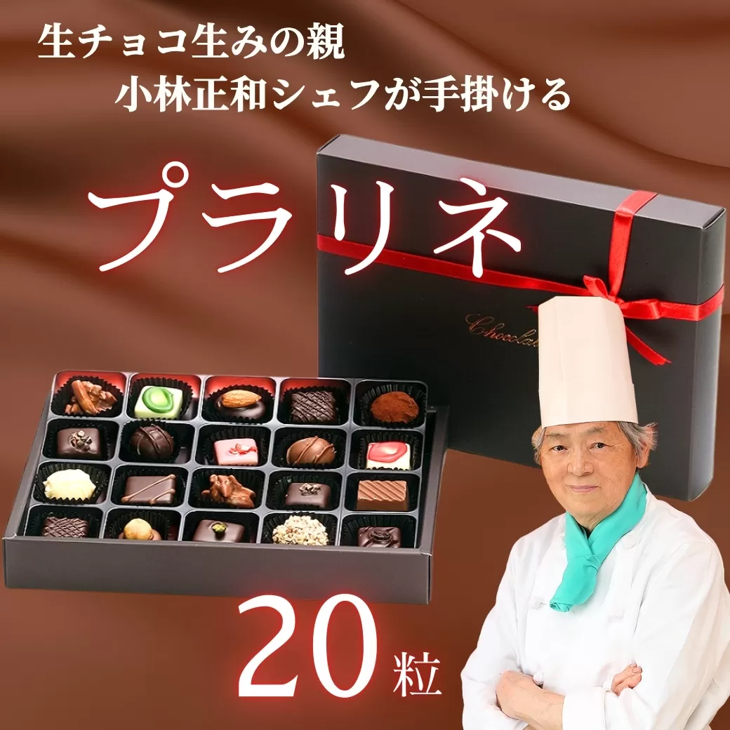  [生チョコの生みの親小林正和による手作り]プラリネ（１粒チョコ）　20個セット (Aw-005)