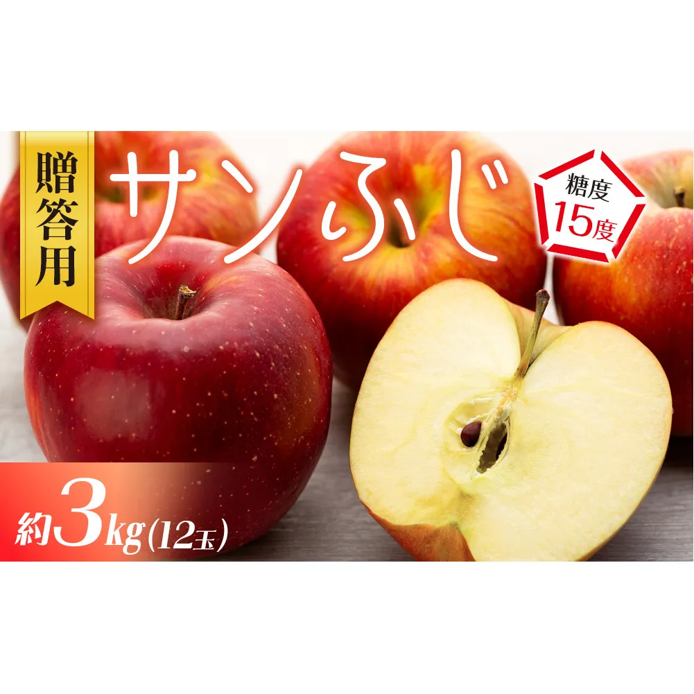 贈答用 りんご サンふじ 3kg 12玉 林檎 リンゴ サンフジ さんふじ 果物 くだもの フルーツ 旬の果物 旬のフルーツ ギフト 贈り物 プレゼント 信州 長野 長野県 