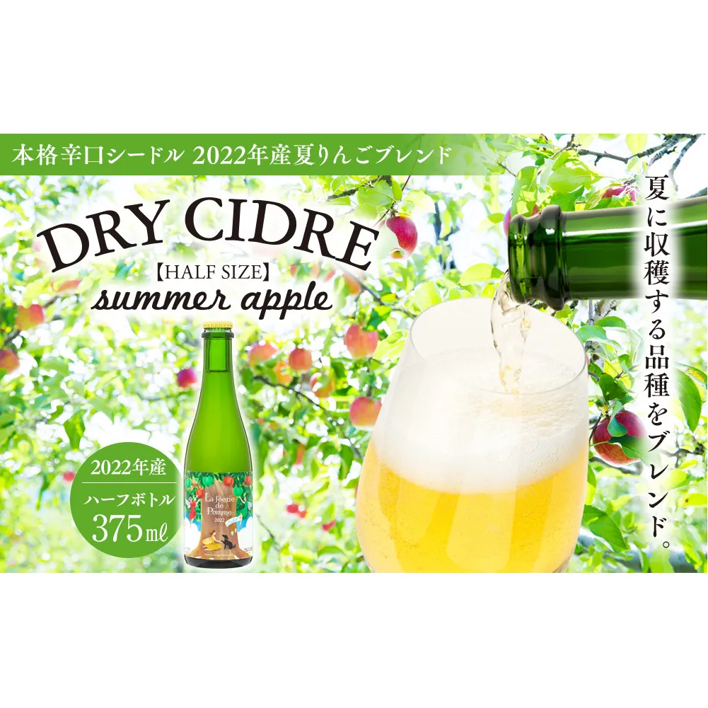 シードル 375ml 1本 きめ細かい泡立ち 爽快で深み感じる 本格 辛口シードル 2022年産 夏りんごブレンド ハーフボトル 辛口 りんご お酒 酒 アルコール おうちごはん 長野 長野県 箕輪町
