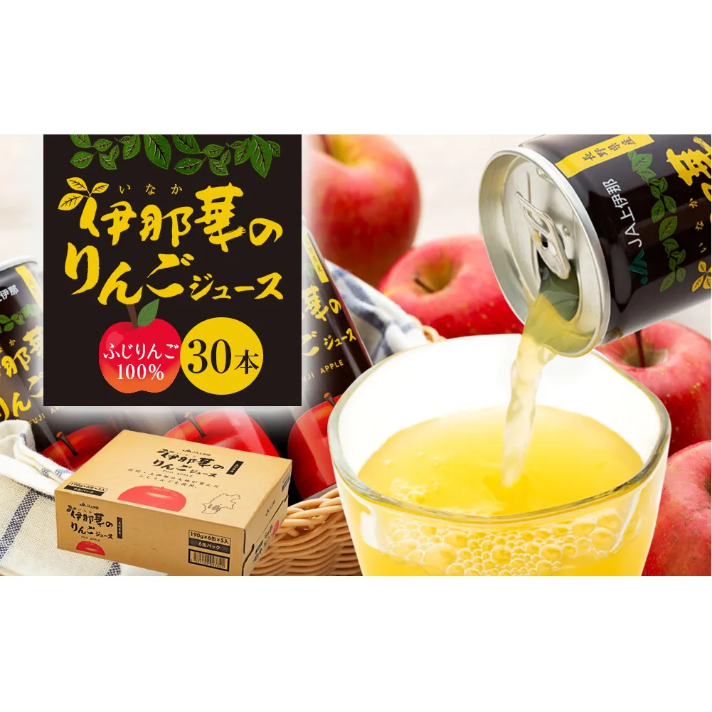 伊那華のりんごジュース 190g 30本 サンふじ 100％ジュース りんごジュース ストレート 信州りんごジュース ジュース 信州りんご りんご 林檎 フルーツジュース 飲み物 ドリンク 長野 長野県 箕輪町