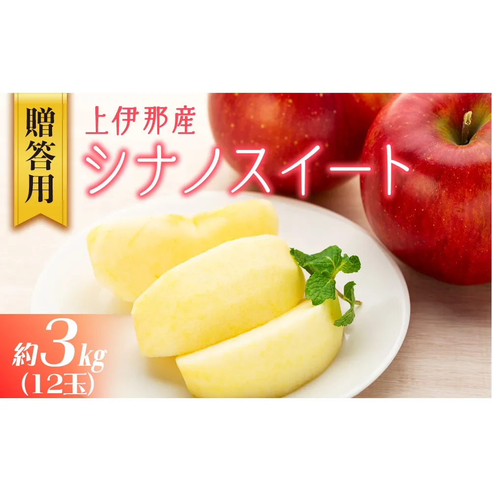贈答用りんご 上伊那産 シナノスイート 約3kg 12玉 りんご リンゴ 林檎 信州りんご 信濃スイート 果物 くだもの フルーツ 旬の果物 旬のフルーツ デザート 贈答用 ギフト 贈り物 プレゼント 長野 長野県 箕輪町