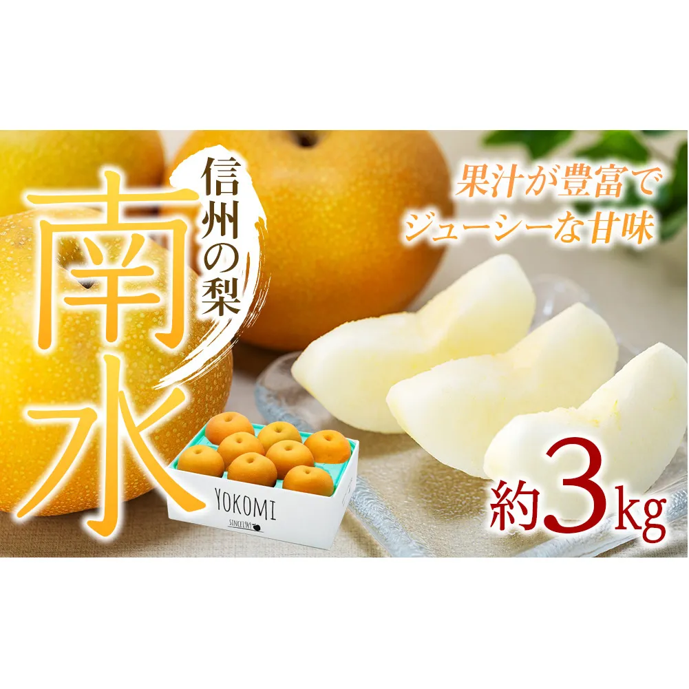 【2026年/令和8年発送分 】梨 長野 南水 約 3kg 信州の梨 フルーツ 果物 デザート おやつ なし ナシ なんすい ナンスイ 産地直送 長野県 長野県産 信州産 長野県箕輪町