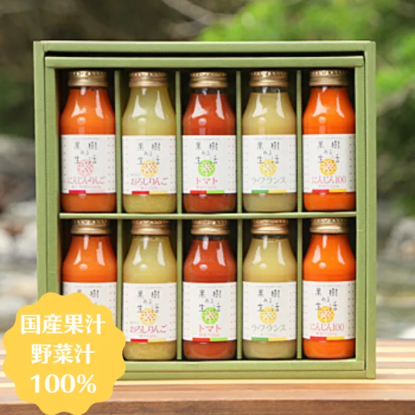 国産果汁100％ジュース 健康ギフト（180ml×10本）［NH02］// 長野県 南信州 ストレートジュース 無加糖 無塩 香料不使用 着色料不使用 保存料不使用 天皇杯 農水大臣賞