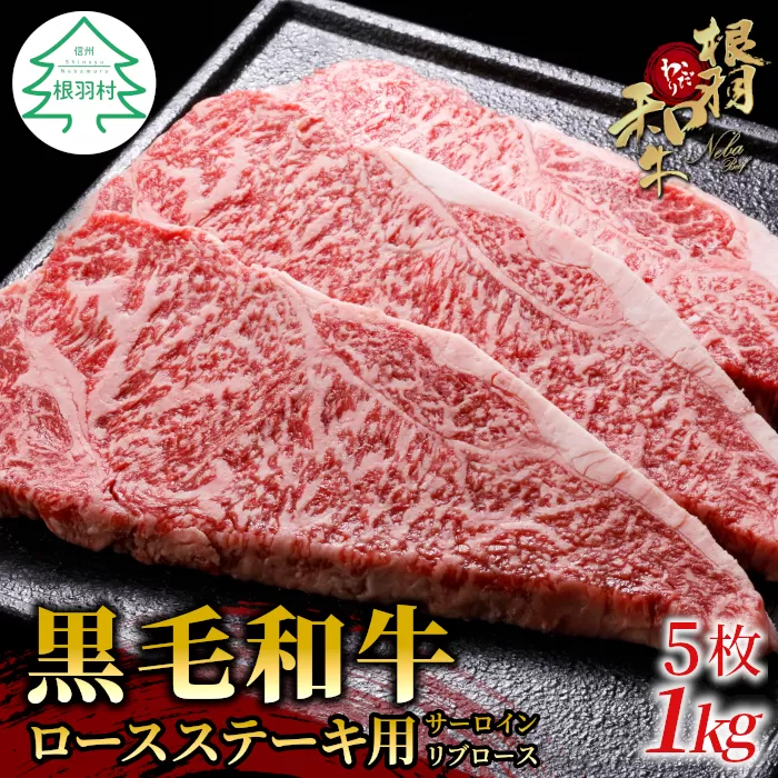 根羽こだわり和牛 ロースステーキ用 (サーロイン・リブロース)5枚(計1kg) 黒毛和牛 国産 ギフト 贈答	