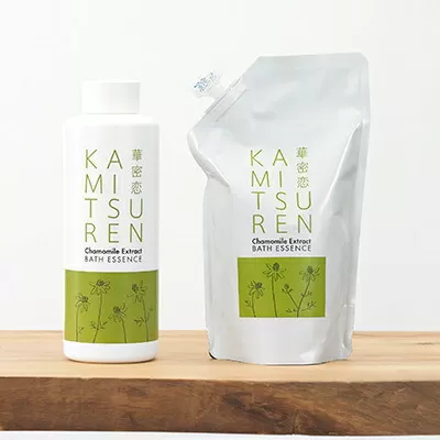 華密恋 国産 カモミールの薬用入浴剤 400mLと詰替え350mL [15日分] [カミツレ研究所 長野県 池田町 48110494] 