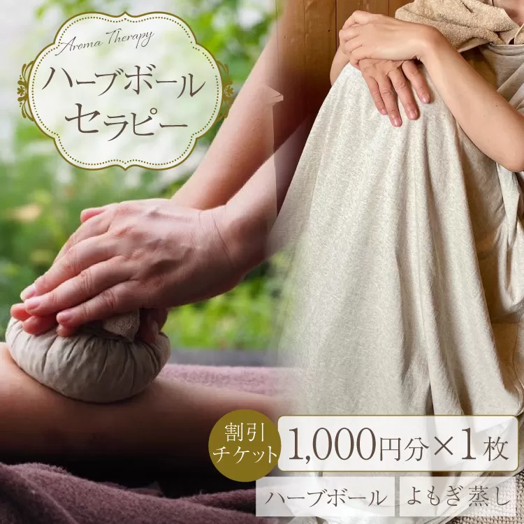 ハーブボール セラピー 割引チケット 1,000円分 1枚 [和のか 長野県 池田町 48110675]  リラクゼーション よもぎ蒸し 植物療法