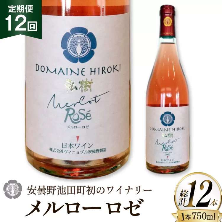 定期便 ロゼワイン メルロー ロゼ 750ml 12回 計 12本 [ヴィニョブル安曇野 長野県 池田町 48110758] ギフト ワイン