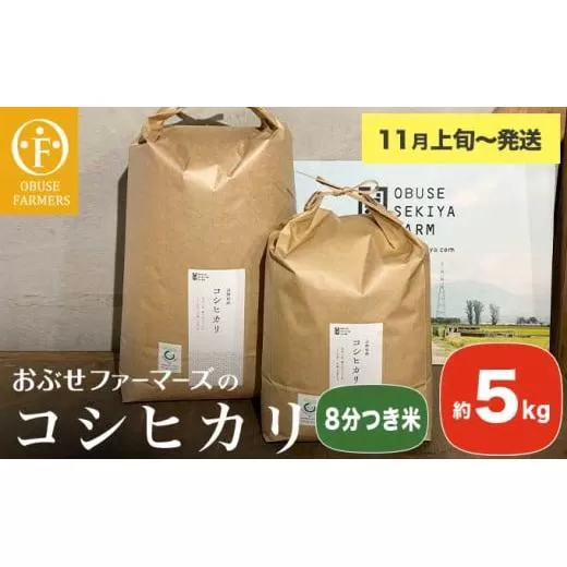コシヒカリ 8分つき米  約5kg ［ おぶせファーマーズ ］ お米 コメ おこめ ご飯 精米 長野県産【2025年11月上旬～発送】