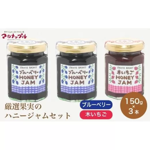 ［保存料・化学調味料不使用］ 厳選果実のハニージャム2セット 150g×3本  (ブルーベリー、木いちご) ［手作りジャムの店 マロナップル］ ジャム いちご ブルーベリー ギフト フルーツ はちみつ 贈答 長野 信州 小布施 詰合せ 味比べ 食べ比べ 詰め合わせ ［H-76］
