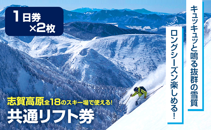 2024-25 志賀高原スキー場共通リフト券 1日券2枚【スキー場 共通 リフト券 志賀高原 スキー スノーボード リフト チケット 志賀高原全山  アウトドア スポーツ 旅行 長野県 長野 】 ｜山ノ内町｜長野県｜返礼品をさがす｜まいふる by AEON CARD