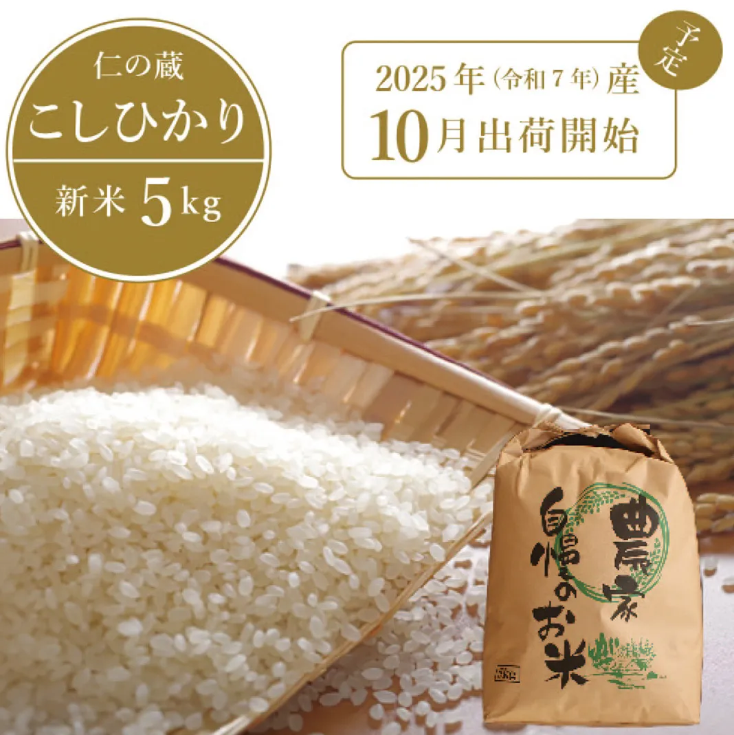 2025年収穫分、予約開始！ 仁の蔵の「信濃町産 こしひかり５kg」 令和7年産 名水弘法清水が湧き出る黒姫山麓で育った自慢のお米です！ 【長野県信濃町ふるさと納税】
