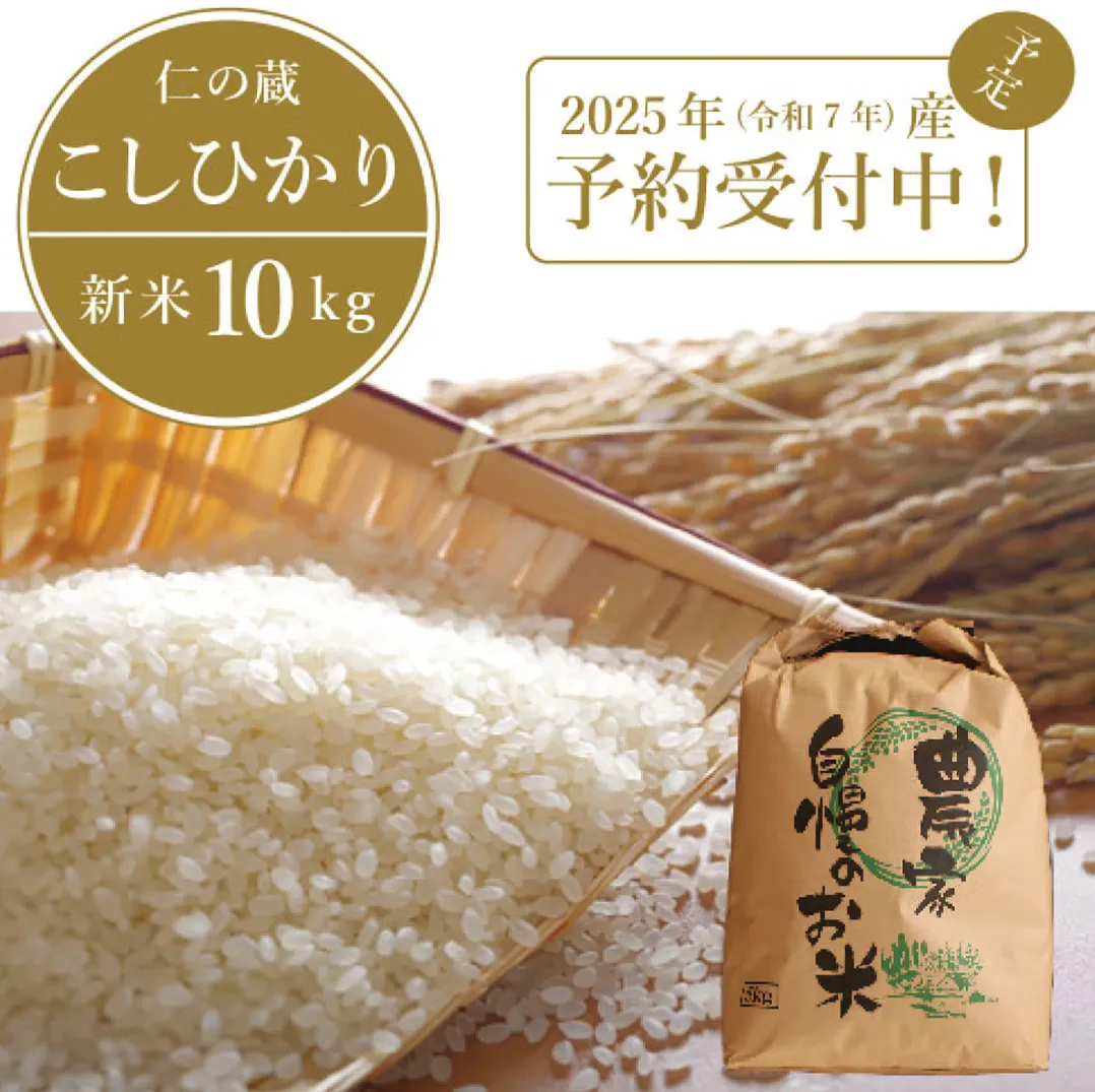 2025年収穫分、予約開始！仁の蔵の「信濃町産 こしひかり10kg」令和7年産 名水弘法清水が湧き出る黒姫山麓で育った自慢のお米です！【長野県信濃町ふるさと納税】

