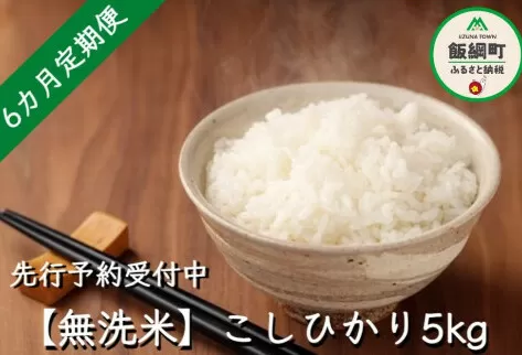 無洗米こしひかり5kg 無洗米 こしひかり 米 【6カ月定期便】 【令和6年度収穫分】 沖縄県への配送不可 ※2024年10月上旬頃から順次発送予定 永野農園 長野県飯綱町[0483]