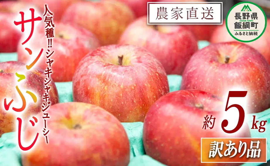 りんご サンふじ 訳あり 5kg 永野農園 沖縄県への配送不可 2025年12月上旬頃から2026年2月上旬頃まで順次発送予定 令和7年度収穫分 信州 果物 フルーツ リンゴ 林檎 長野 予約 農家直送 長野県 飯綱町 [1250]