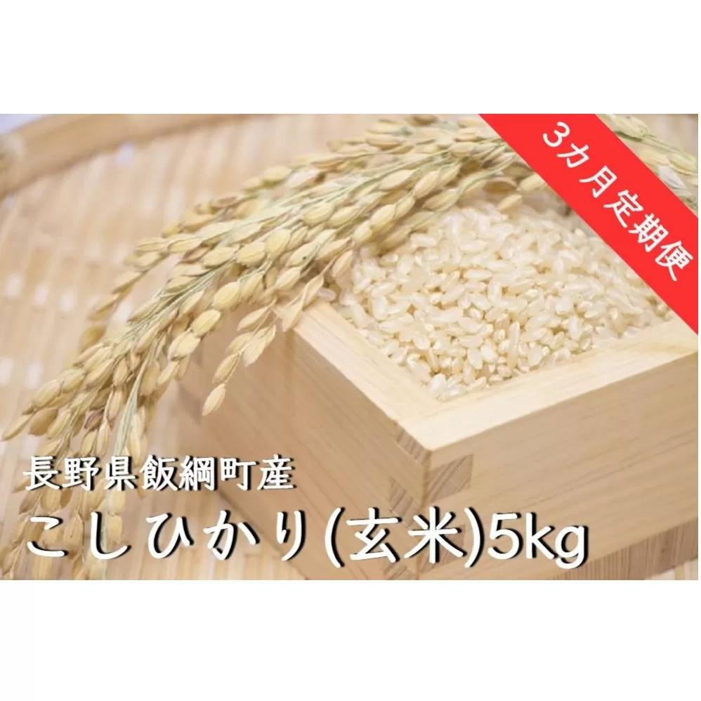 【令和6年度収穫分】コシヒカリ（玄米）5kg×3回【3カ月定期便】 ※沖縄および離島への配送不可　※2024年10月上旬頃から順次発送予定　町田さんちの玄米　長野県飯綱町[1344]
