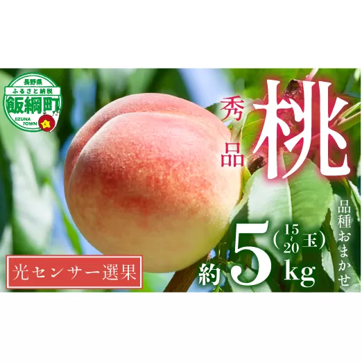 桃 5kg 訳あり 先行予約 2025年 秀品 《品種おまかせ「 白鳳 」「 あかつき 」「 なつっこ 」いずれか1品種》 光センサー選別品 【 予約 果物 くだもの もも フルーツ 長野 信州 22500円 】沖縄県への配送不可 2025年8月上旬頃から2025年8月下旬頃まで順次発送予定 日時指定不可 令和7年度出荷分 長野県 飯綱町 [0055]