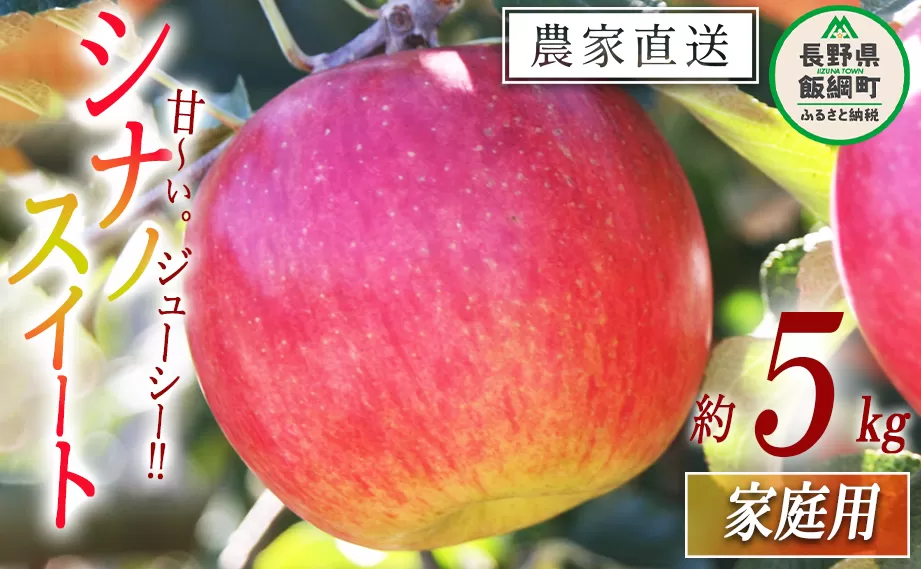 りんご シナノスイート 家庭用 5kg マルカズりんご農園 沖縄県への配送不可 2025年10月中旬頃から2025年10月下旬頃まで順次発送予定 令和7年度収穫分 信州 果物 フルーツ リンゴ 林檎 長野 12000円 予約 農家直送 長野県 飯綱町 [0991]